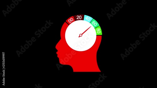 health rate secretion. Gradient scale. Hormone level measuring device as human head. cortisol meter, mental health gauge. 4k animation video on white