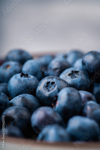 Fresh blueberries macro close up with natural bloom. Selective focus.