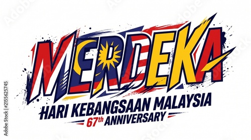 Merdeka 67th anniversary hari kebangsaan malaysia typography