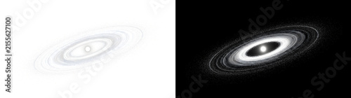 Quadro su tela Cosmic spiral galaxy swirling around a glowing bright core in deep space with PN