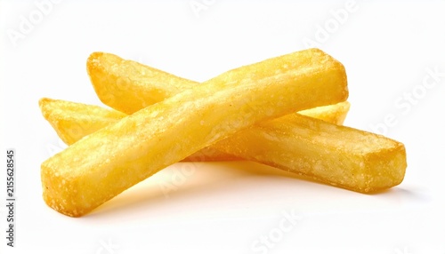 Golden Crispy French Fries Isolated on White Background Perfect for Fast Food and Snack Concepts