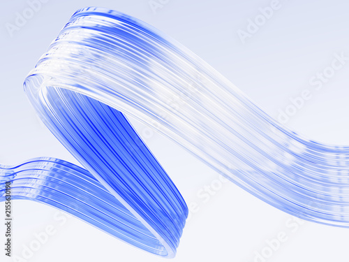 Принти на полотні Abstract 3D flowing ribbon with glossy translucent blue and white surface
