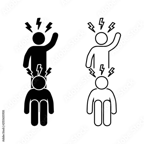 Foto People arguing and yelling conflict concept icon set with argument conflict figh