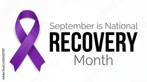 National recovery month awareness ribbon illustration with text september support campaign