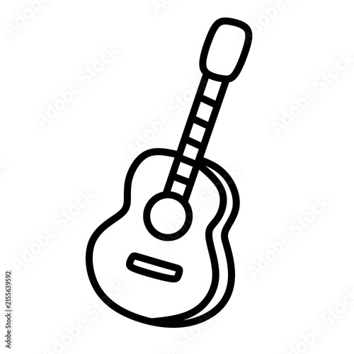 acoustic guitar vector illustration. Simple black outline of an acoustic guitar