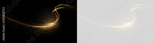 Fotografía Golden light trail with sparkling dust particles