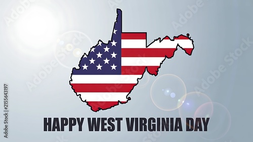 Happy West Virginia Day greeting design featuring the state shape with American flag colors