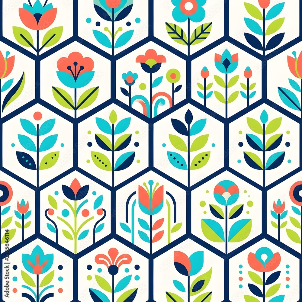 Vibrant linear optical geometric seamless pattern, repeating thin lines creating concentric circles and wavy squares, illusion of movement, bold contrasting palette (cobalt blue, bright orange, black,