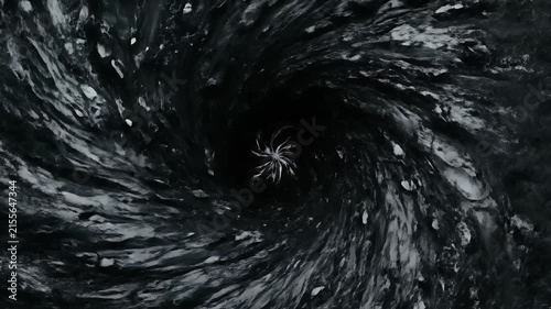 Abstract Dark Swirling Vortex of Water and Smoke, Chaotic Motion, Mysterious Black Hole Background