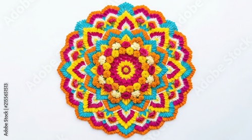 A vibrant and colorful rangoli design beautifully crafted for the joyous occasion of diwali celebrations and festivities