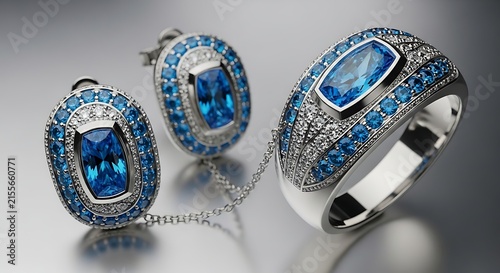 Luxury blue sapphire jewelry set.