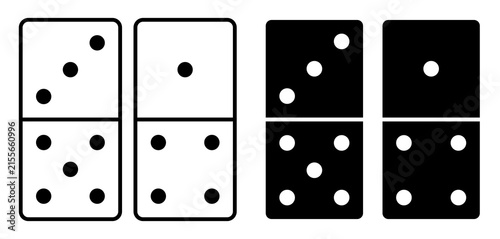 Linear icon. Pair of domino dice. Simple black and white icon isolated on a white background