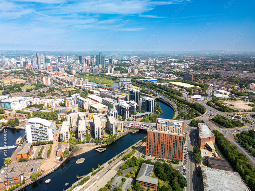 Fototapeta premium River Irwell over South Bay Manchester Aerial shot UK