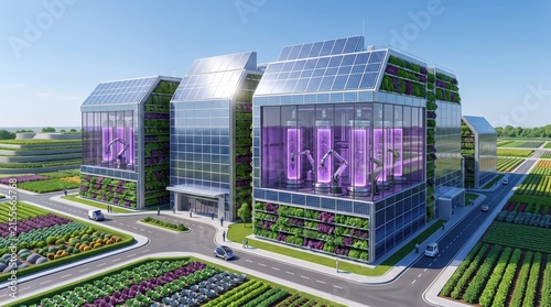 Modern Greenhouse Complex with Advanced Technology and Agriculture