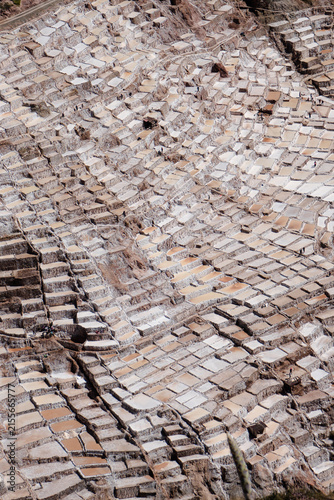 Obraz na plátně Aerial view of salt evaporation ponds at Maras Salt Mines in Sacred Valley Peru