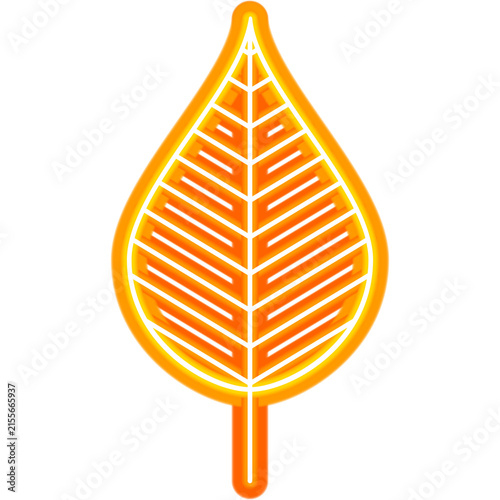 Autumn Leaf Neon Sign. Vector Illustration of Fall Nature Icon