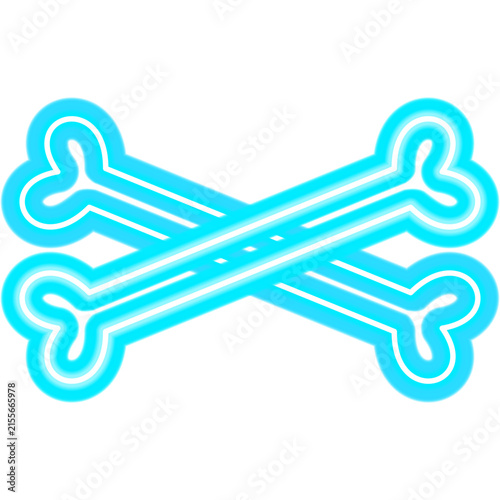 Crossbones Neon Sign. Illustration of Death Promotion. Halloween Skeleton Holiday