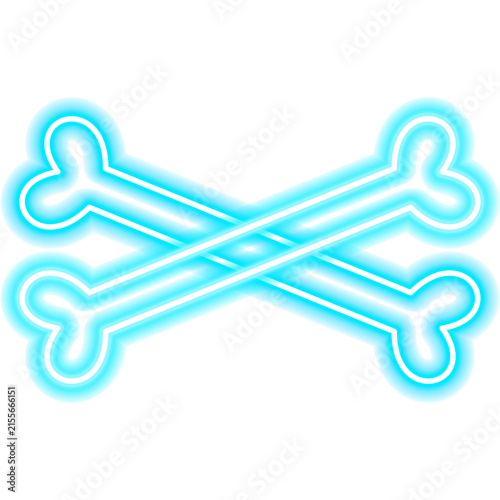 Crossbones Neon Sign. Vector Illustration of Death Promotion. Halloween Skeleton Holiday