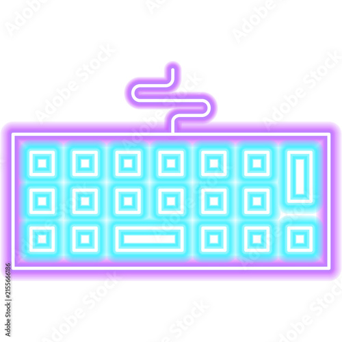 Keyboard Neon Sign. Illustration of Keypad Computer Gadget Icon.