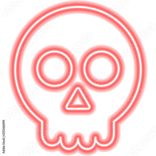 Halloween Holiday. Red Skull Neon Icon. Illustration of Dead Head Remains