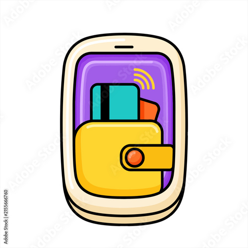 Mobile Wallet Icon for Digital Payments and Financial Technology Services on Smartphone Screen