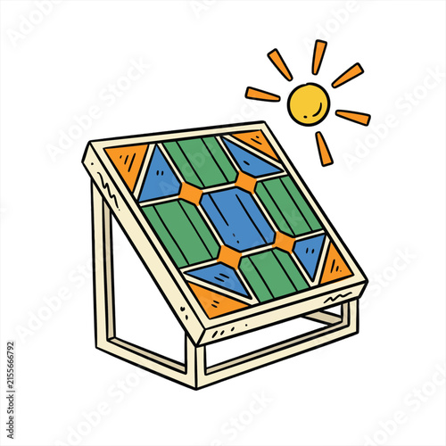 Solar Panel Vector Illustration for Sustainable Green Energy and Renewable Electricity Concept