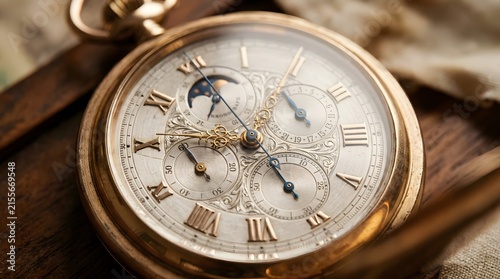 Antique gold pocket watch featuring intricate engraved dial design for horology collectors.