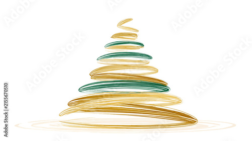 Christmas tree with green branches and colorful decorations on a white background