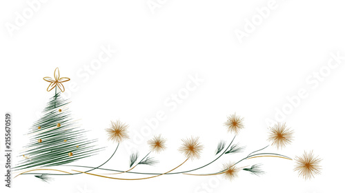 Christmas tree with green branches and colorful decorations on a white background