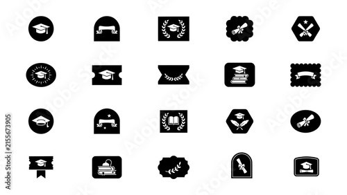 Black and white symbols set, signs, and collection