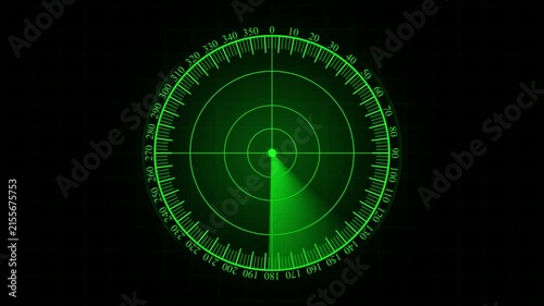 Classic green radar scanner display with grid lines and target signal detection
