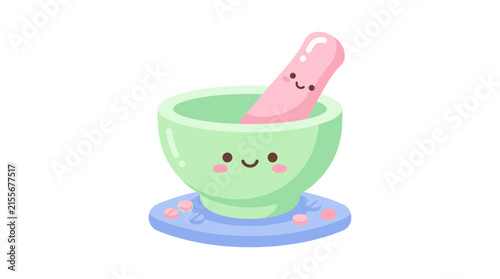 Cute mortar and pestle character for pharmaceutical use