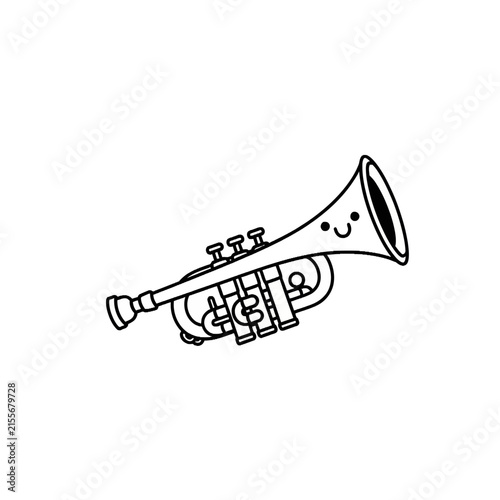 Canvas Print Kawaii Trumpet Musical Instrument Line Drawing