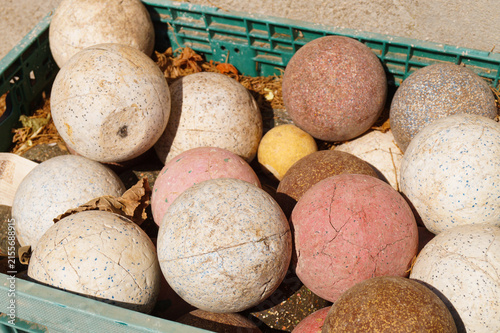 Photography Colorful stone bocce balls, Pallino, Jack target ball