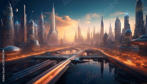futuristic technological dystopian city cinematic wallpaper