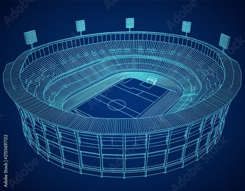 3d wireframe of stadium or sport arena vector