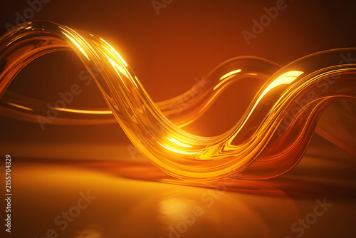 Abstract golden waves of liquid glass luxury shape