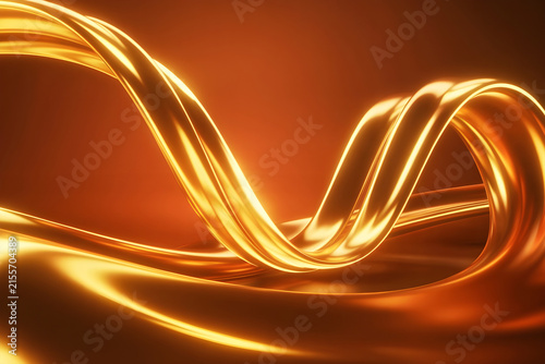 Abstract Gold Wave Background With Flowing Liquid