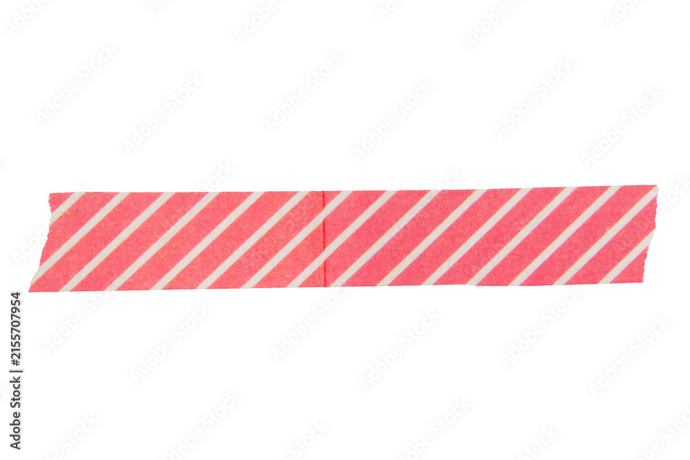 Fototapeta premium Ripped torn striped red adhesive tape on transparent background, washi tape design element