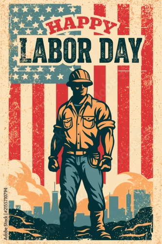 Happy labor day celebrating american working class strength
