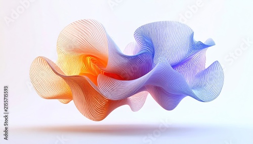 Vibrant orange and blue 3D abstract layered wave.