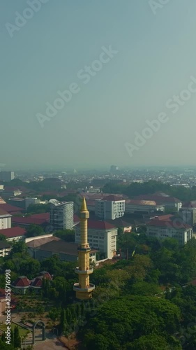Top down aerial view of rooftop solar panels in Yogyakarta