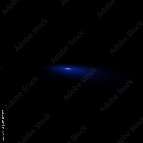Collection of abstract, minimalist glowing blue light elements isolated against a deep black background