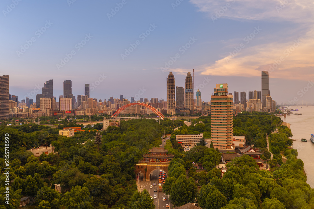 Fototapeta premium Wuhan summer cityscape, landmarks, and skyline