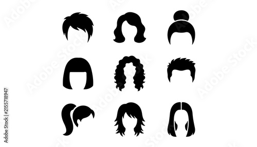 Canvastavla Hairstyles Set Vector Icons for Fashion and Beauty Design