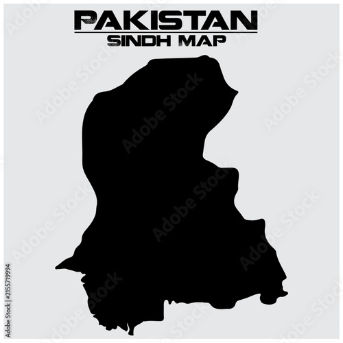 Pakistan Map Silhouette with Pakistan Sindh Map Text Vector Icon