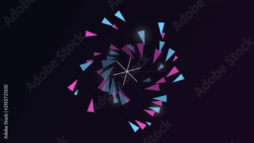 Abstract Digital Animation Featuring Rotating Geometric Pink Blue Triangles