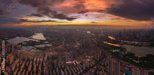 Wuhan summer cityscape, landmarks, and skyline
