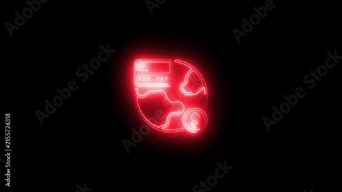 Global online payment neon digital finance and e-commerce concept