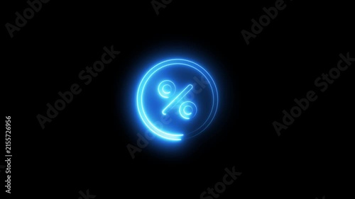 Neon blue percentage symbol loading animation for e-commerce and sales
